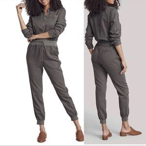 FAHERTY Arlie Day Jumpsuit in Surplus Green Linen Lyocell Cotton size XS